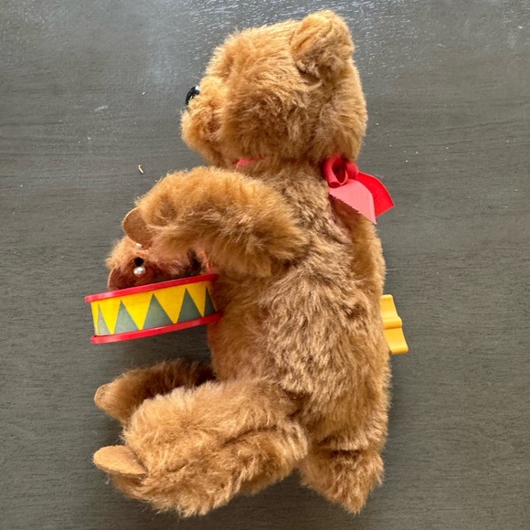 Original Vintage Fur Plush Bear Mechanical Wind Up Toy Drummer Max Carl Germany - Picture 4 of 7